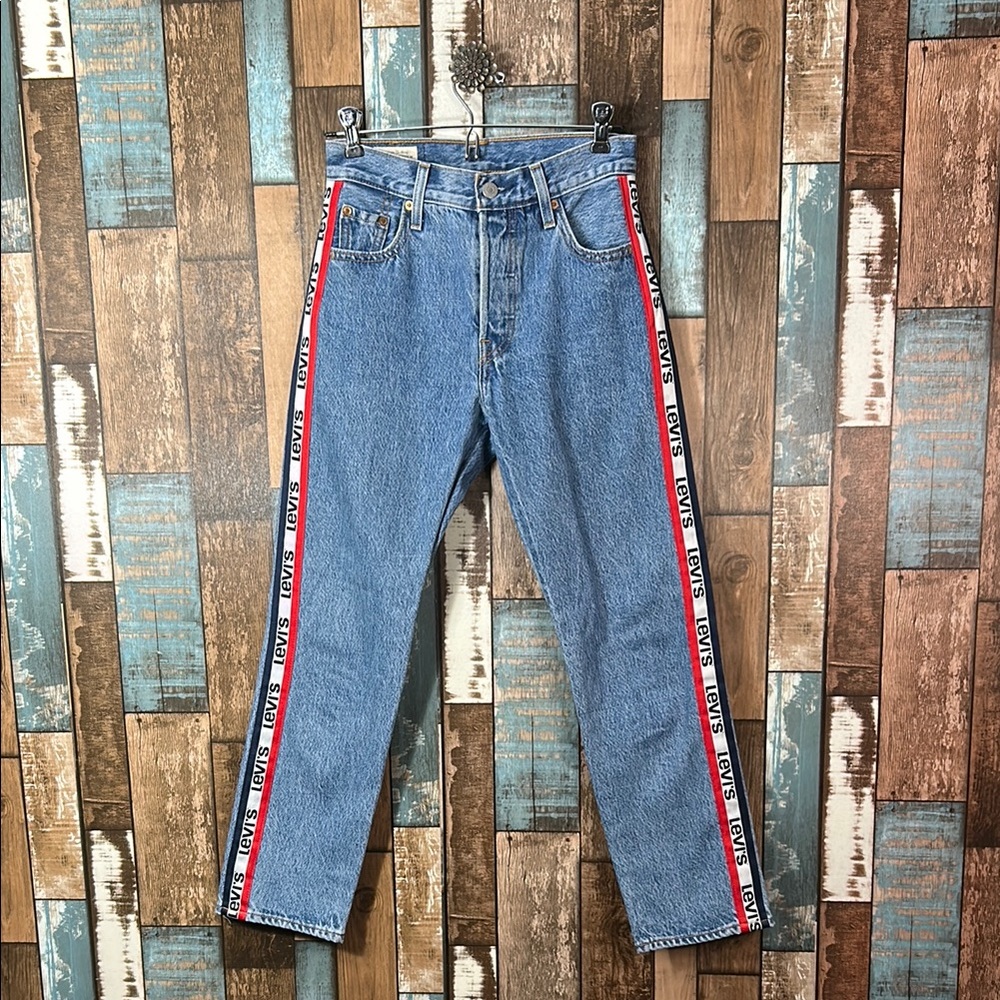 Levi's Blue Jeans with Red Logo Stripe